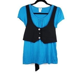Short Sleeve Shirt with Faux Vest